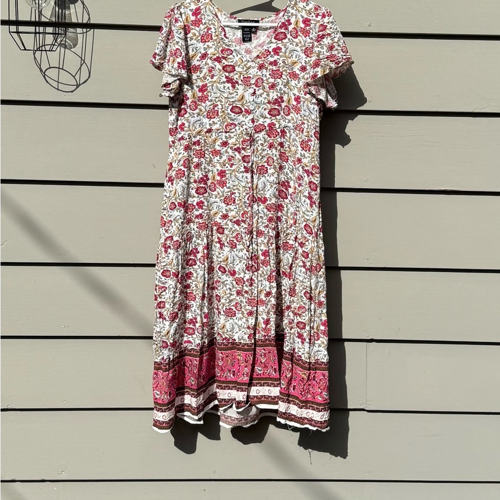 Papillon Blanc Floral Maxi Dress - Pink and White